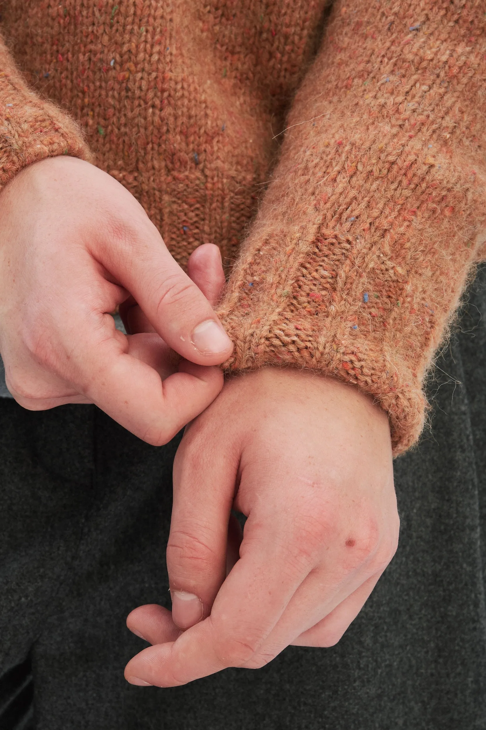 Crewneck Raglan Sweater in a Sustainable Melange Yarn – Apricot sold by Delikatessen product image thumbnail 2