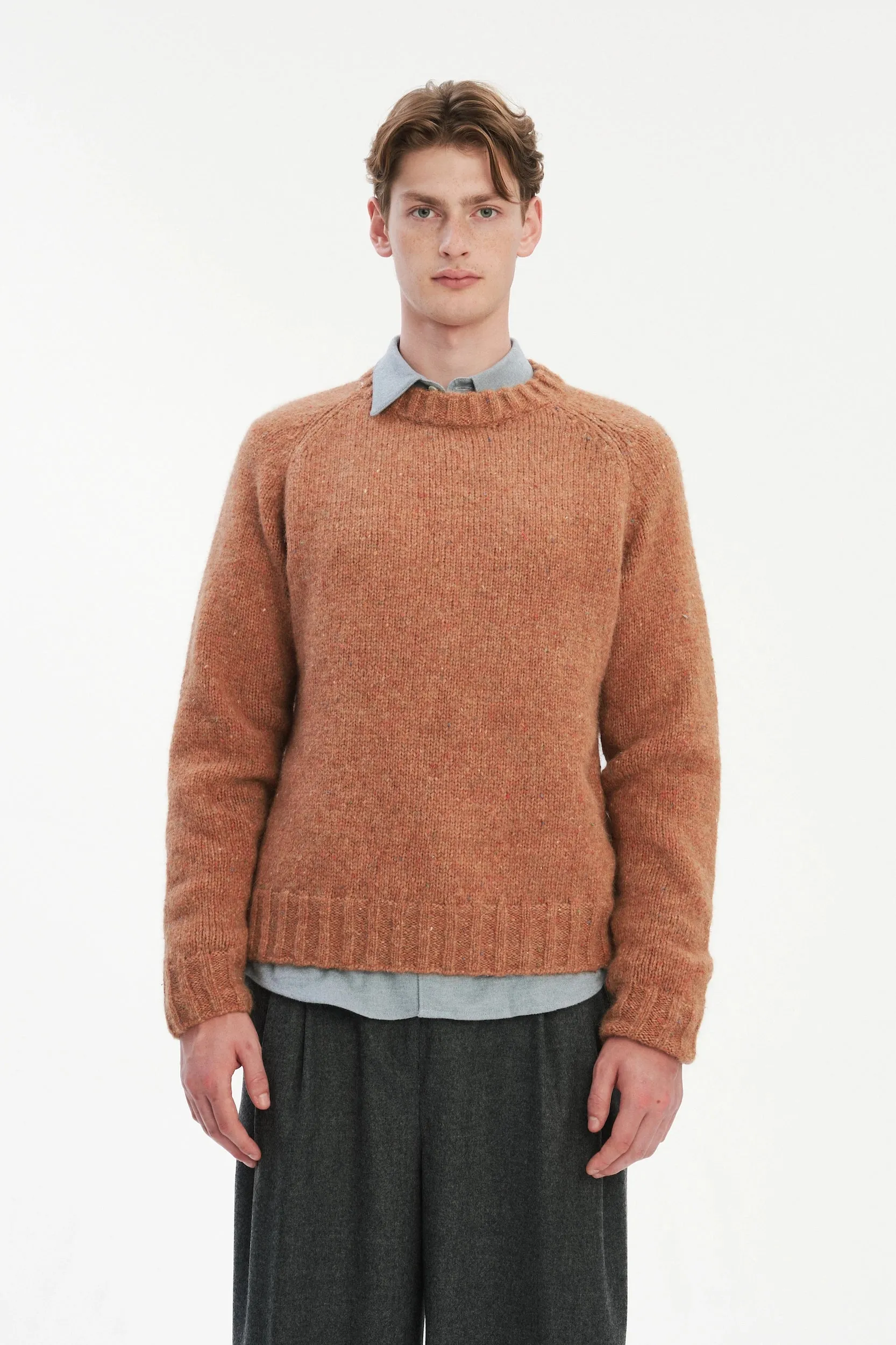 Crewneck Raglan Sweater in a Sustainable Melange Yarn – Apricot sold by Delikatessen product image thumbnail 3