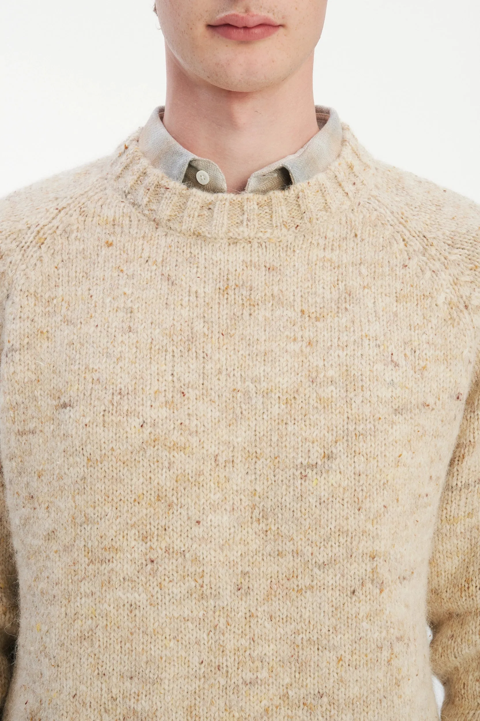 Crewneck Raglan Sweater in a Sustainable Melange Yarn – Oat sold by Delikatessen product image thumbnail 2