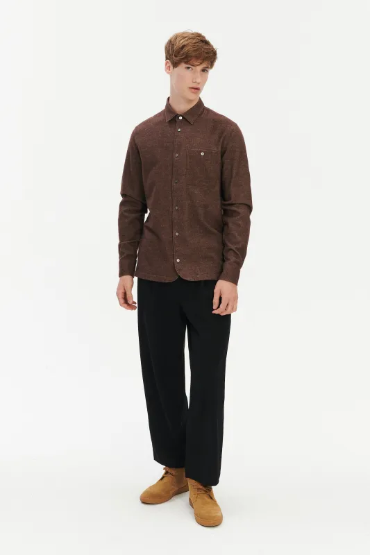 Strong Shirt in a Japanese Blend of Organic Cotton & Yak – Brown sold by Delikatessen