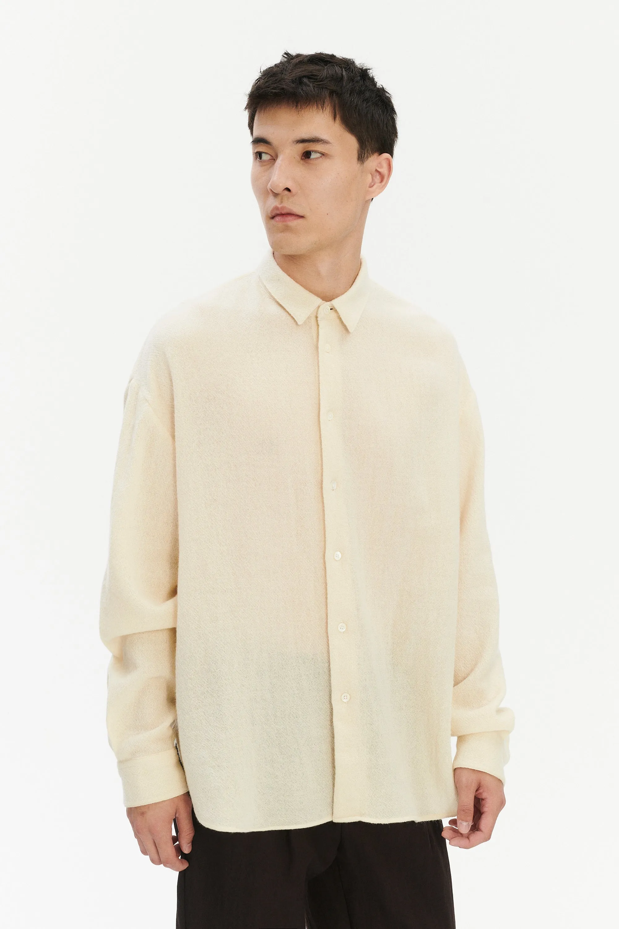 Oversized Shirt in Japanese Light Combed Wool - Ivory sold by Delikatessen product image thumbnail 5