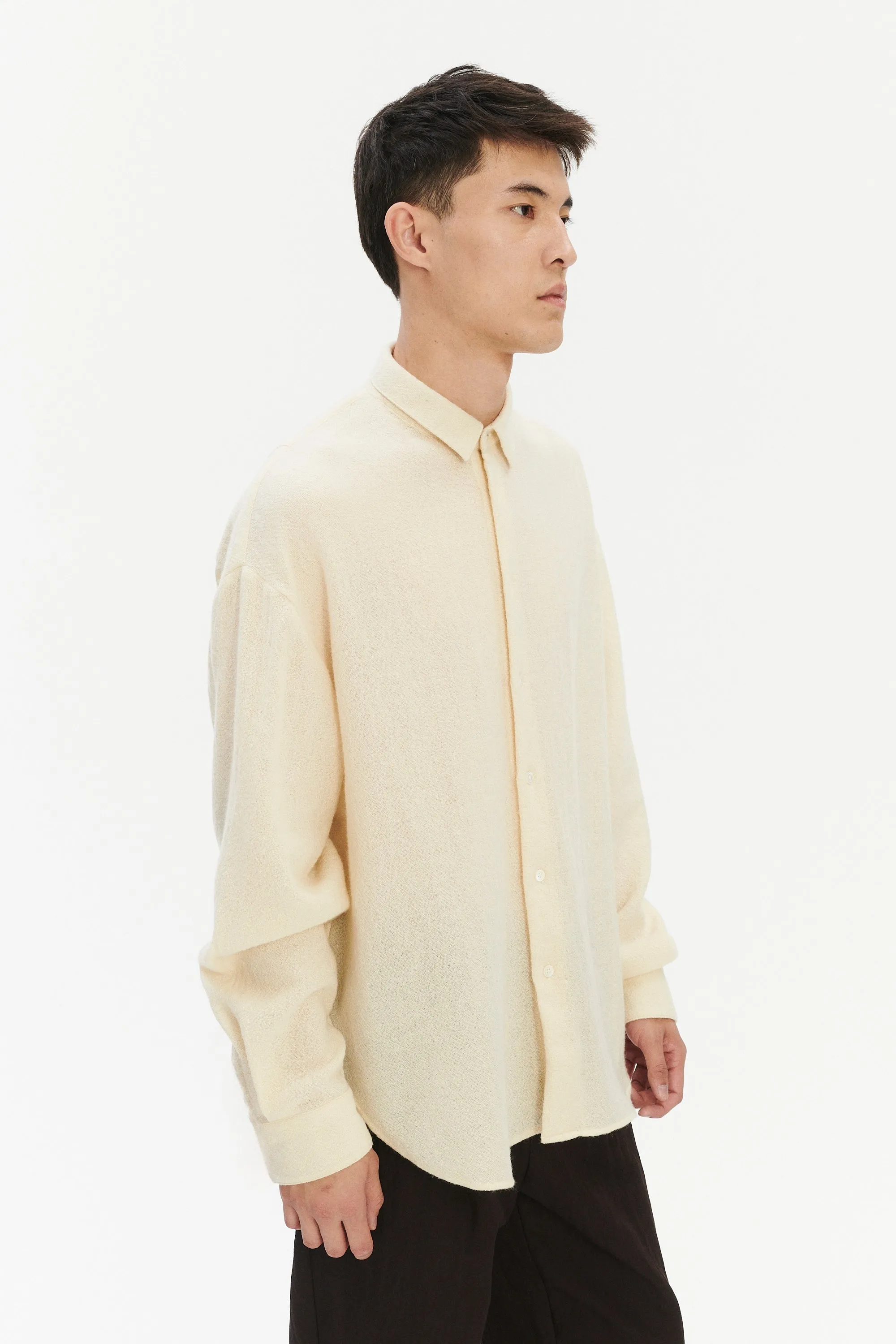 Oversized Shirt in Japanese Light Combed Wool - Ivory sold by Delikatessen product image thumbnail 4