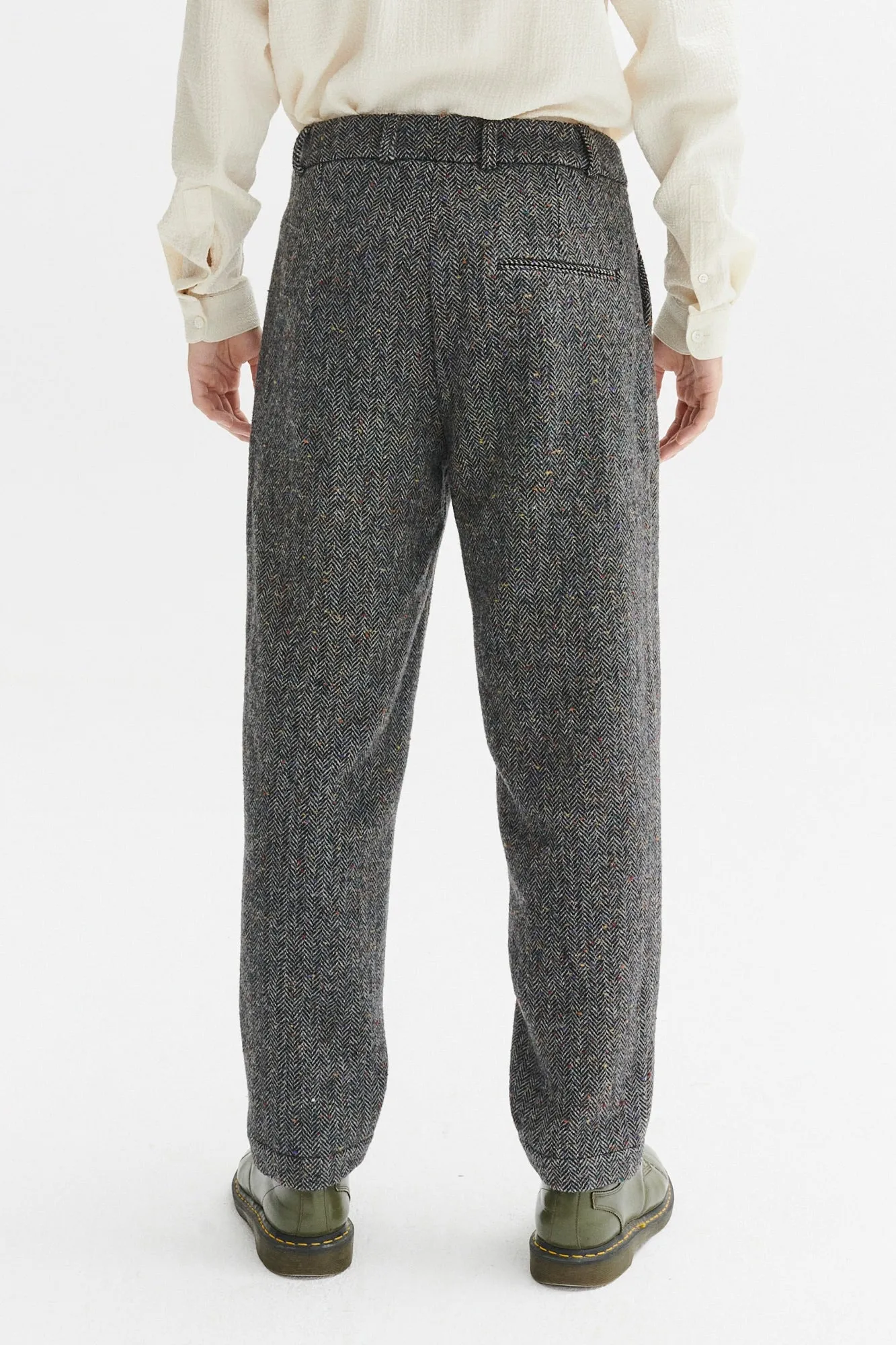 Genuine Trousers in a Grey and Black Italian Virgin Wool Herringbone Tweed sold by Delikatessen product image thumbnail 3