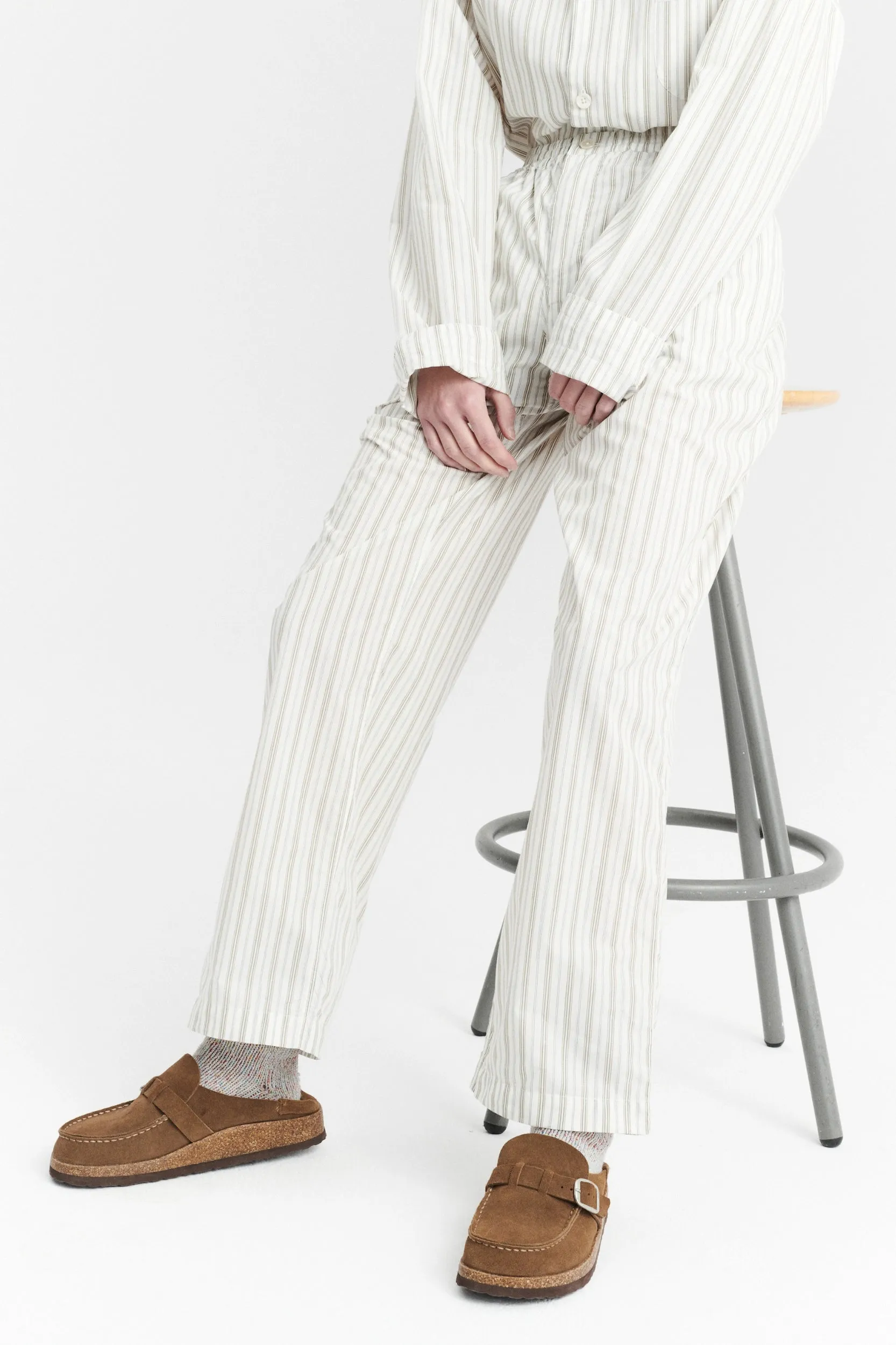 Pyjama House Trousers in a Cream and Beige Striped Excellent Italian Cotton sold by Delikatessen product image thumbnail 4