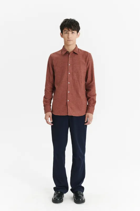 Feel Good Shirt in an Iron Red Portuguese Cotton Flannel sold by Delikatessen