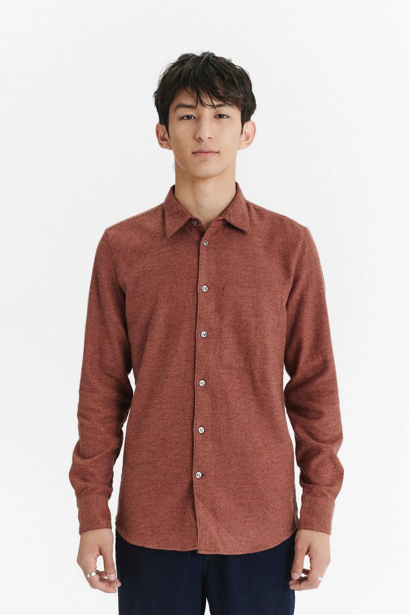 Feel Good Shirt in an Iron Red Portuguese Cotton Flannel sold by Delikatessen product image thumbnail 3