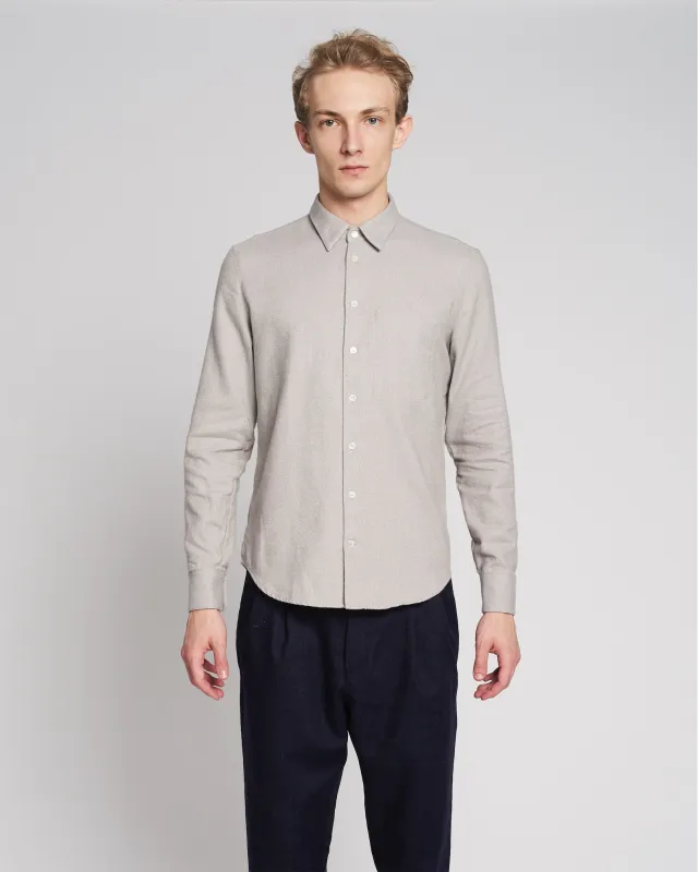 Feel Good Shirt in a Grey Beige Portuguese Cotton Flannel sold by Delikatessen