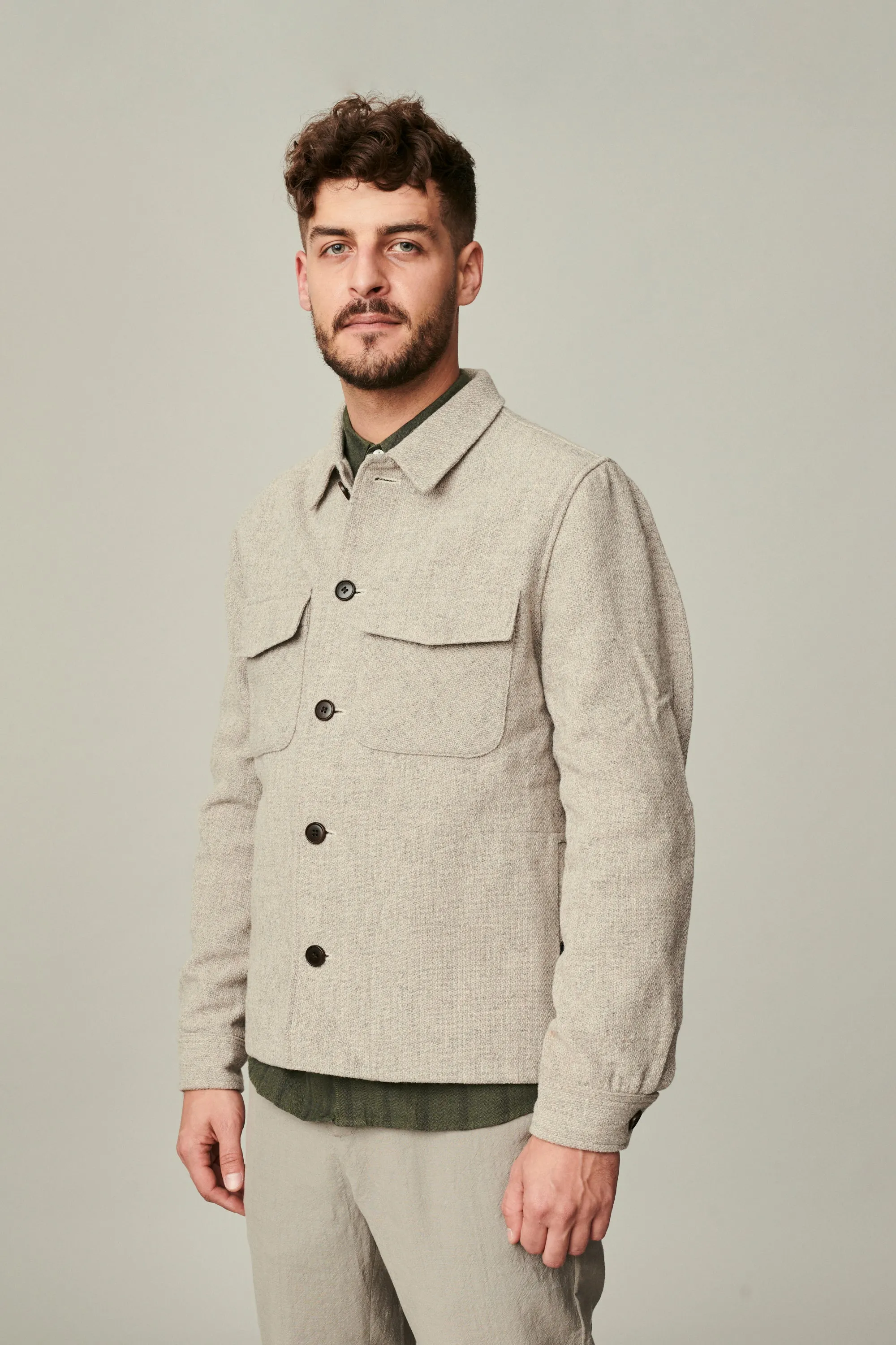 Winter Jacket in a Creamy Beige Polish Raw Wool with MEIDA Thermo Insulation sold by Delikatessen product image thumbnail 4
