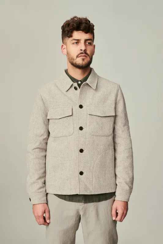 Winter Jacket in a Creamy Beige Polish Raw Wool with MEIDA Thermo Insulation sold by Delikatessen