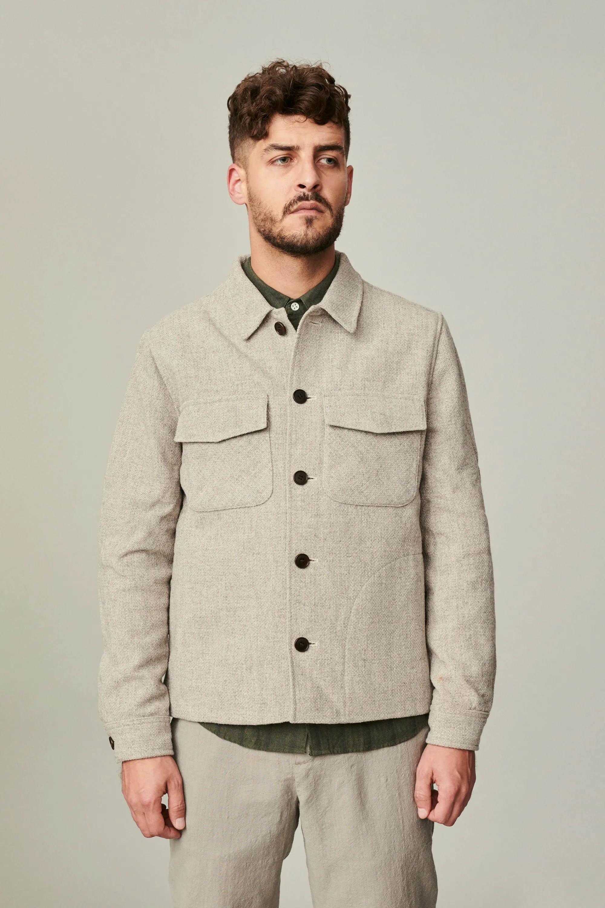 Winter Jacket in a Creamy Beige Polish Raw Wool with MEIDA Thermo Insulation sold by Delikatessen