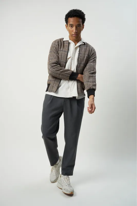 Bomber Jacket in a Soft Brown Chequered Italian Wool sold by Delikatessen