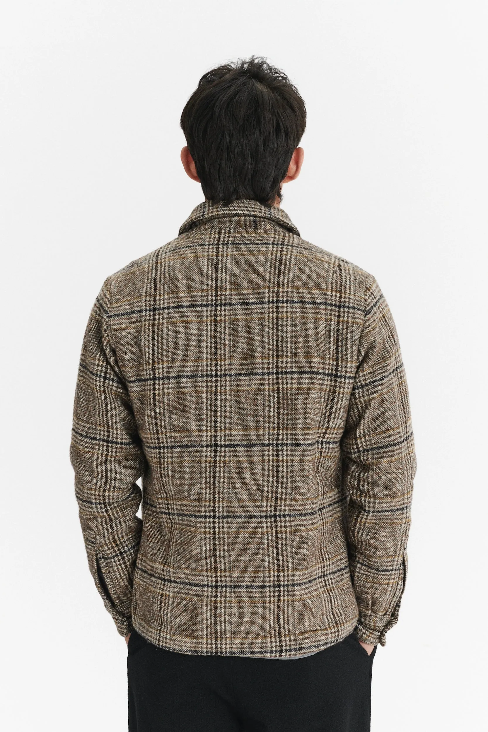 Jacket in a Chequered Brown, Beige, and Black Soft Italian Virgin Wool with MEIDA Thermo Insulation sold by Delikatessen product image thumbnail 5