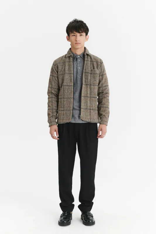 Jacket in a Chequered Brown, Beige, and Black Soft Italian Virgin Wool with MEIDA Thermo Insulation sold by Delikatessen