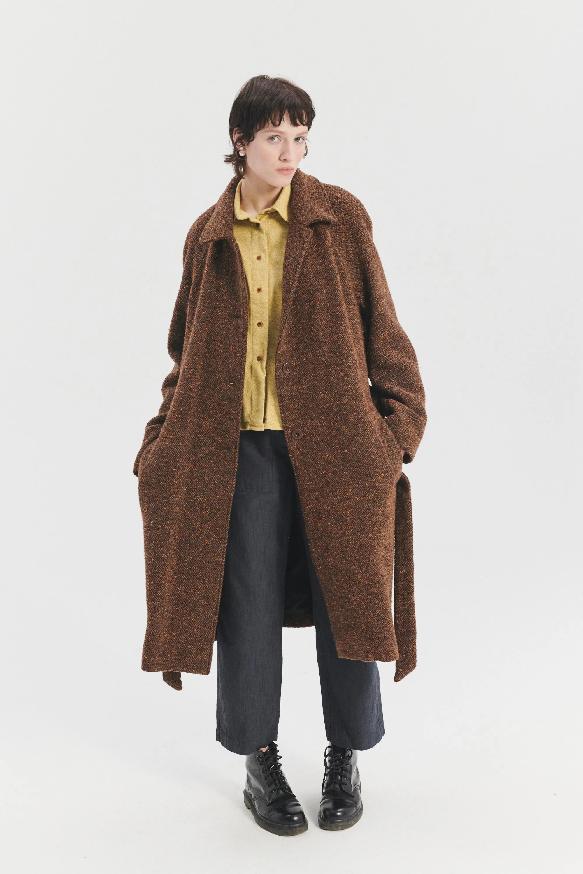 Raglan Coat in a Brown and Orange Italian Virgin Wool with MEIDA Thermo Insulation sold by Delikatessen product image thumbnail 4