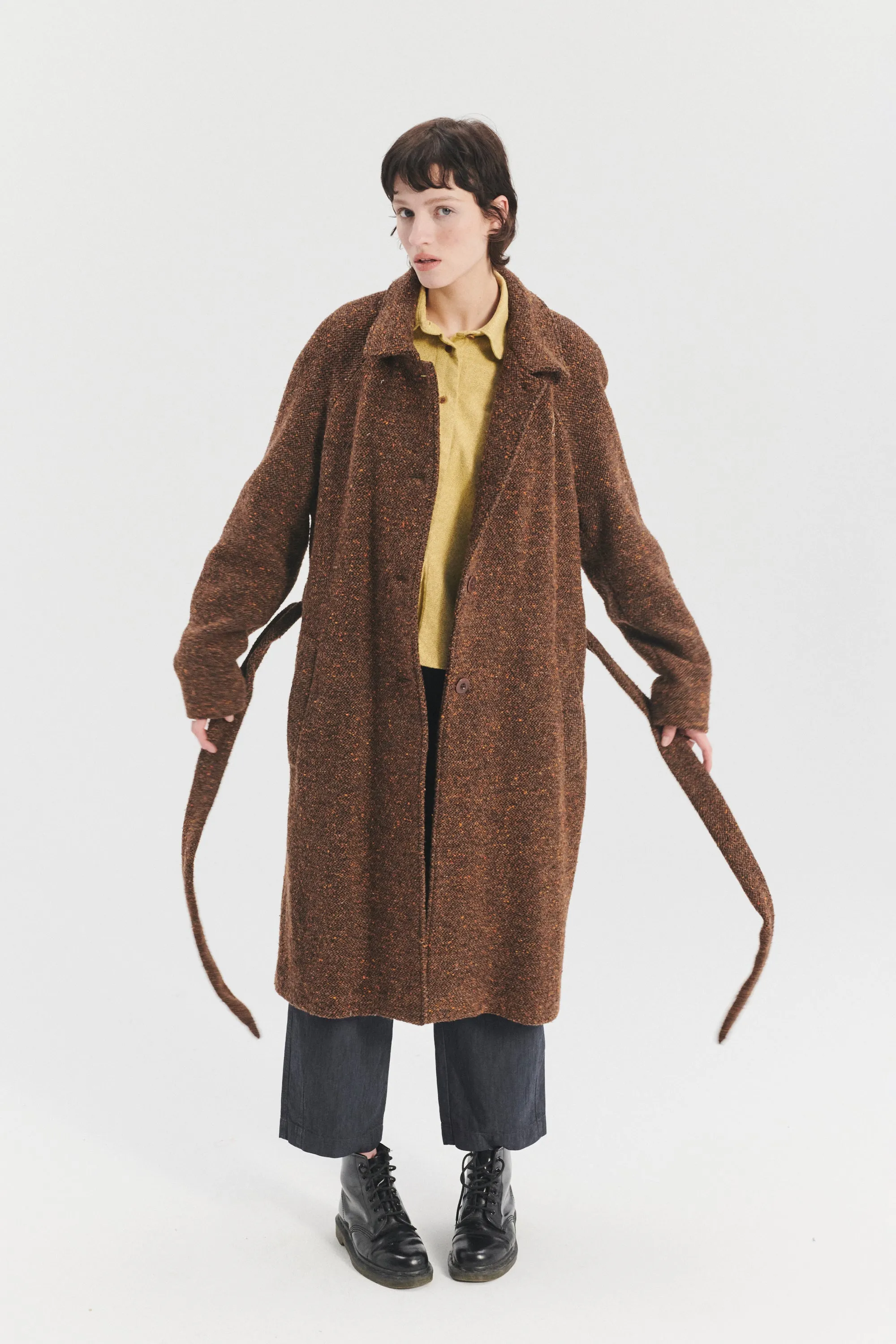 Raglan Coat in a Brown and Orange Italian Virgin Wool with MEIDA Thermo Insulation sold by Delikatessen