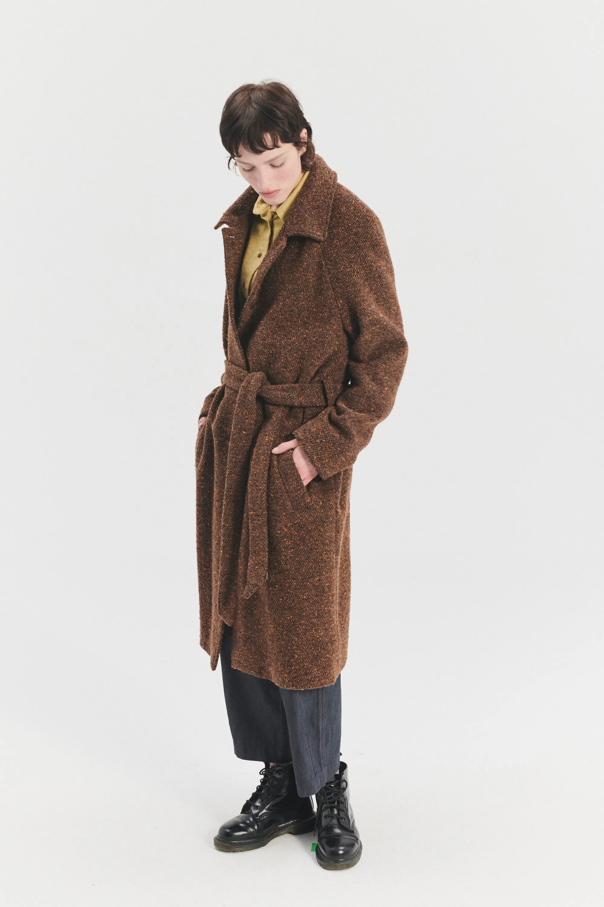Raglan Coat in a Brown and Orange Italian Virgin Wool with MEIDA Thermo Insulation sold by Delikatessen product image thumbnail 2