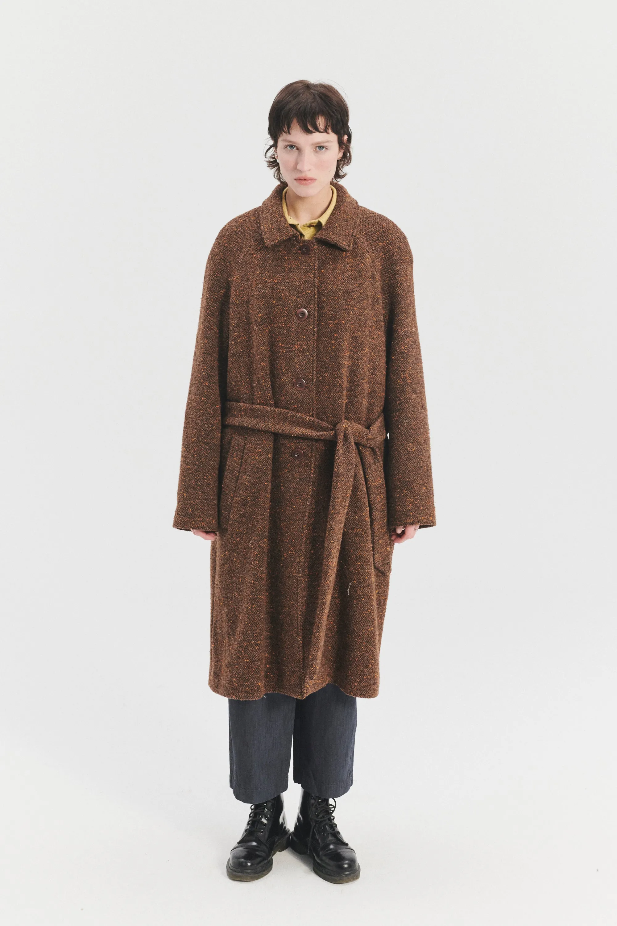 Raglan Coat in a Brown and Orange Italian Virgin Wool with MEIDA Thermo Insulation sold by Delikatessen product image thumbnail 5