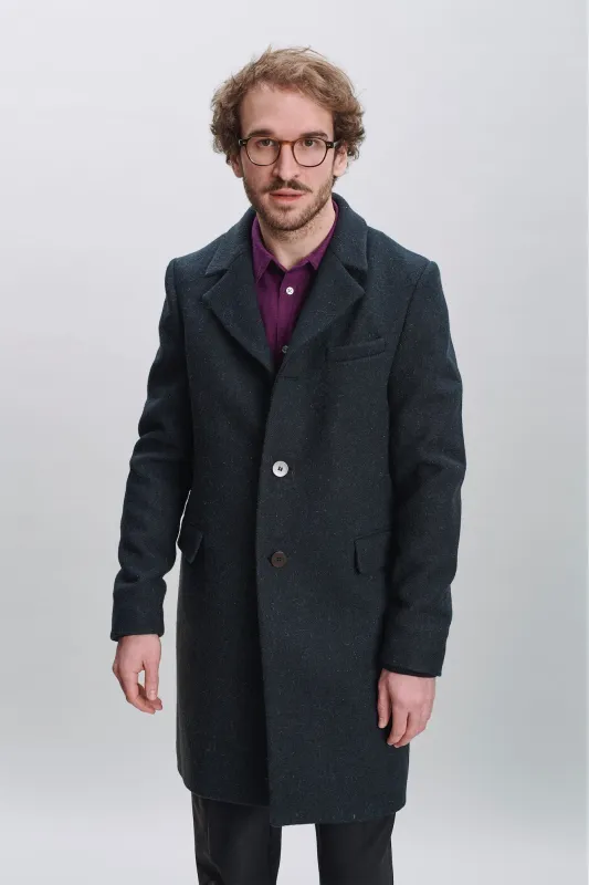 Biking Coat in Ocean Blue Sustainable Italian Wool with MEIDA Thermo Insulation sold by Delikatessen
