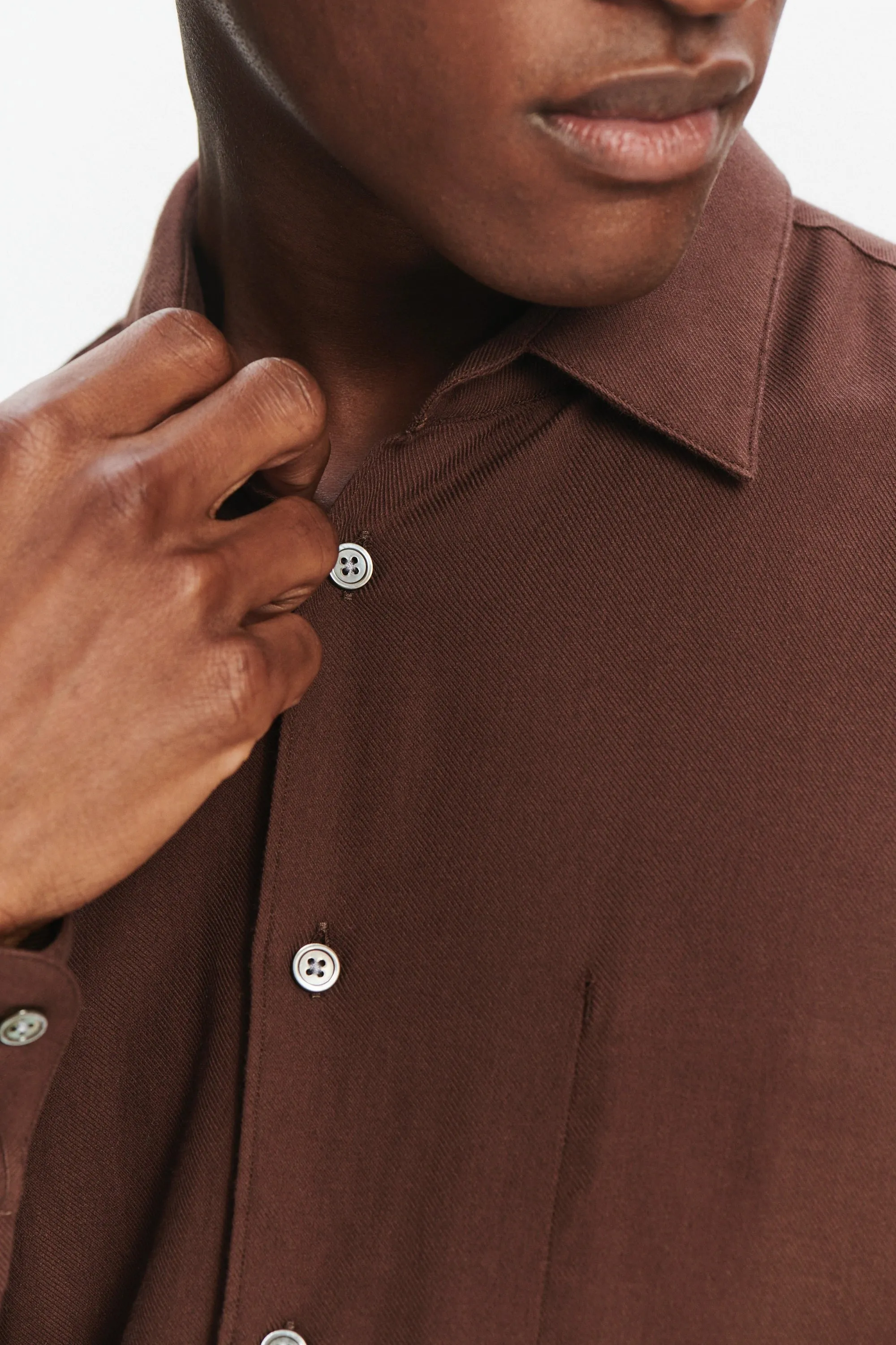 Feel Good Shirt in a Brown Italian Cotton and Cashmere Flannel by Albini sold by Delikatessen product image thumbnail 2