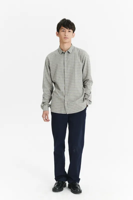 Cute Shirt in a Light Grey and Mustard Yellow Italian Cotton sold by Delikatessen