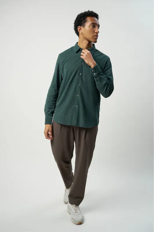 Feel Good Shirt in a Moss Green Japanese Corduroy Cotton sold by Delikatessen