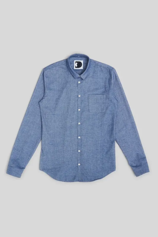 Proper Shirt in Blue Brushed Soft Portuguese Flannel sold by Delikatessen