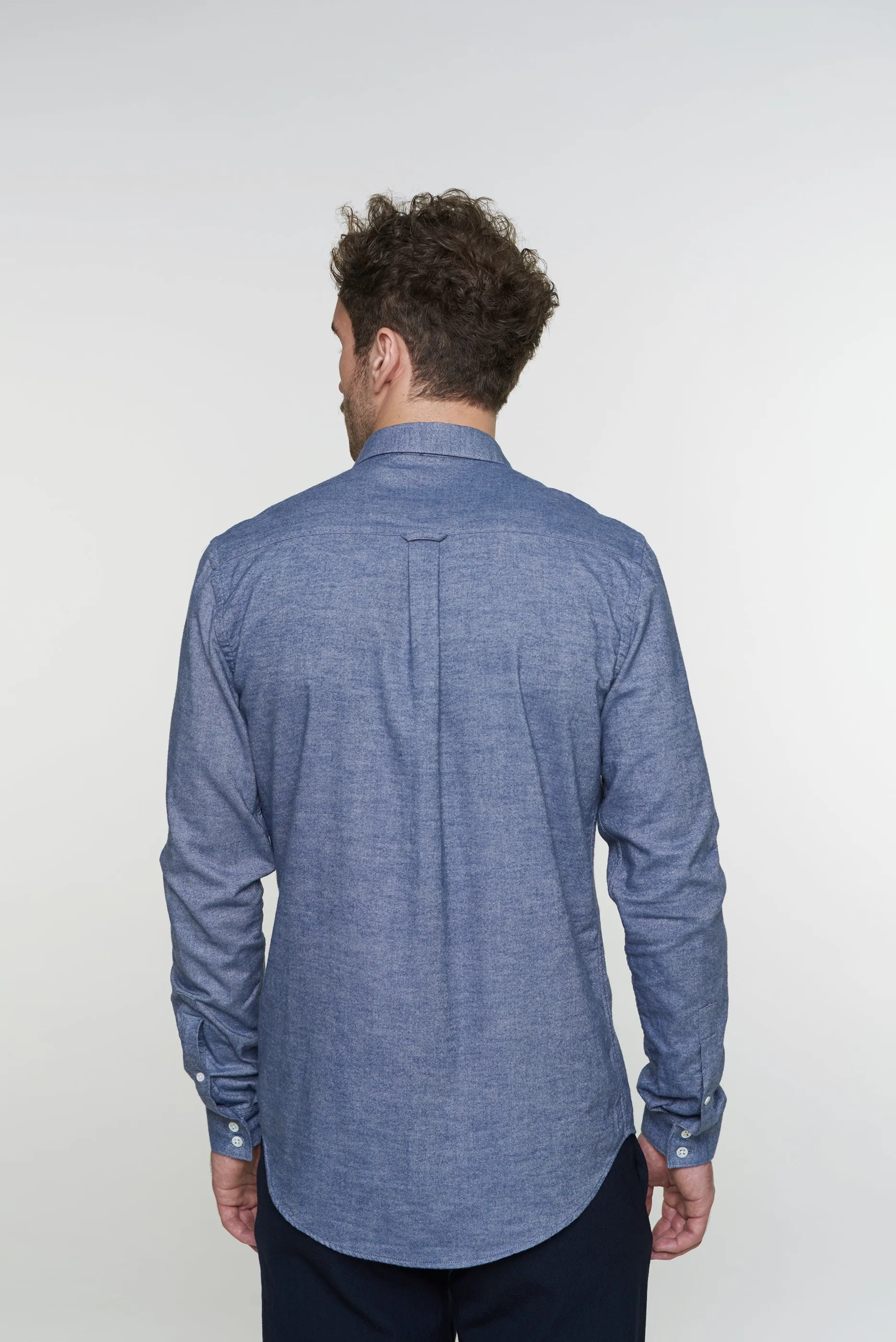 Proper Shirt in Blue Brushed Soft Portuguese Flannel sold by Delikatessen product image thumbnail 4