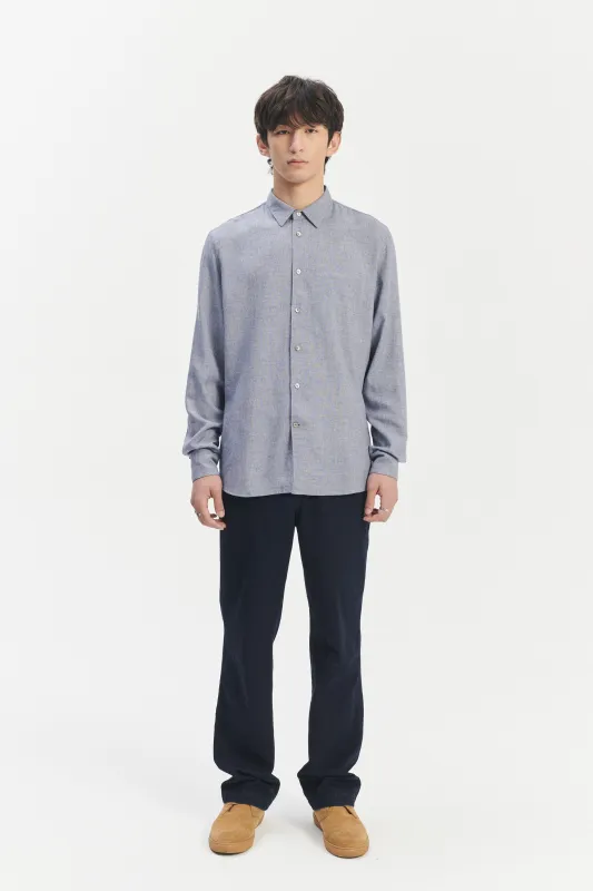 Feel Good Shirt in a Lavender Blue Mix of Portuguese Merino Wool and Modal sold by Delikatessen