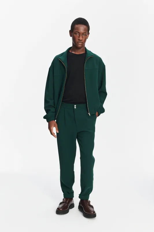 New Zipped Blouson Jacket in Green Finest Wool from Giuseppe Botto sold by Delikatessen