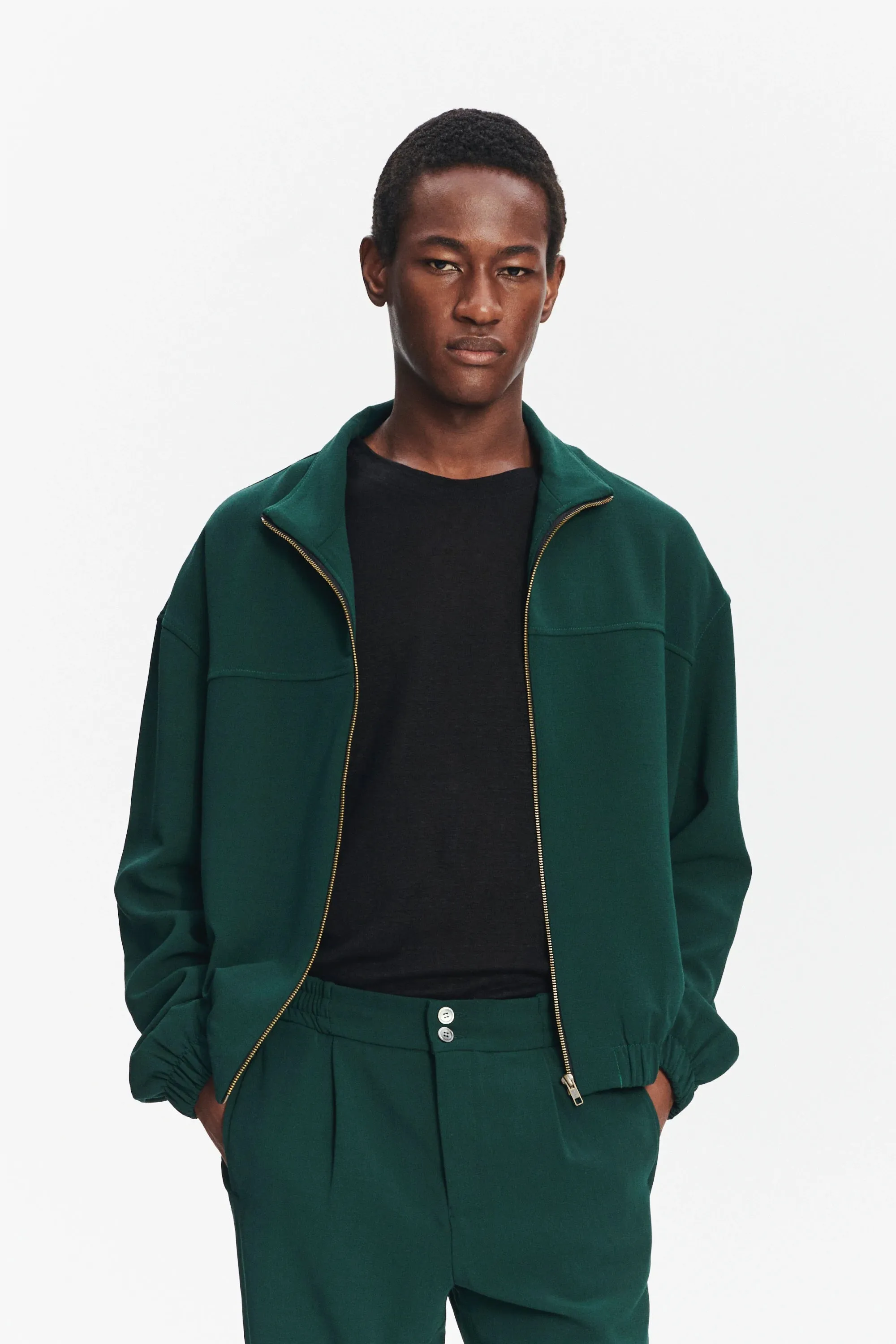 New Zipped Blouson Jacket in Green Finest Wool from Giuseppe Botto sold by Delikatessen product image thumbnail 3