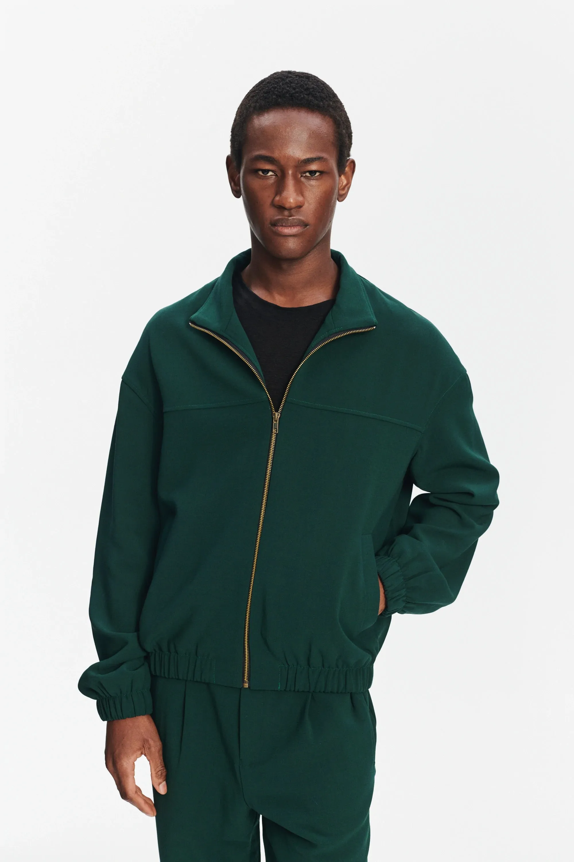 New Zipped Blouson Jacket in Green Finest Wool from Giuseppe Botto sold by Delikatessen product image thumbnail 4