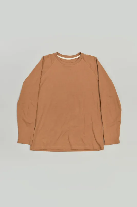 Long Sleeve T-Shirt in a Mustard Dark Yellow Japanese Organic Cotton sold by Delikatessen