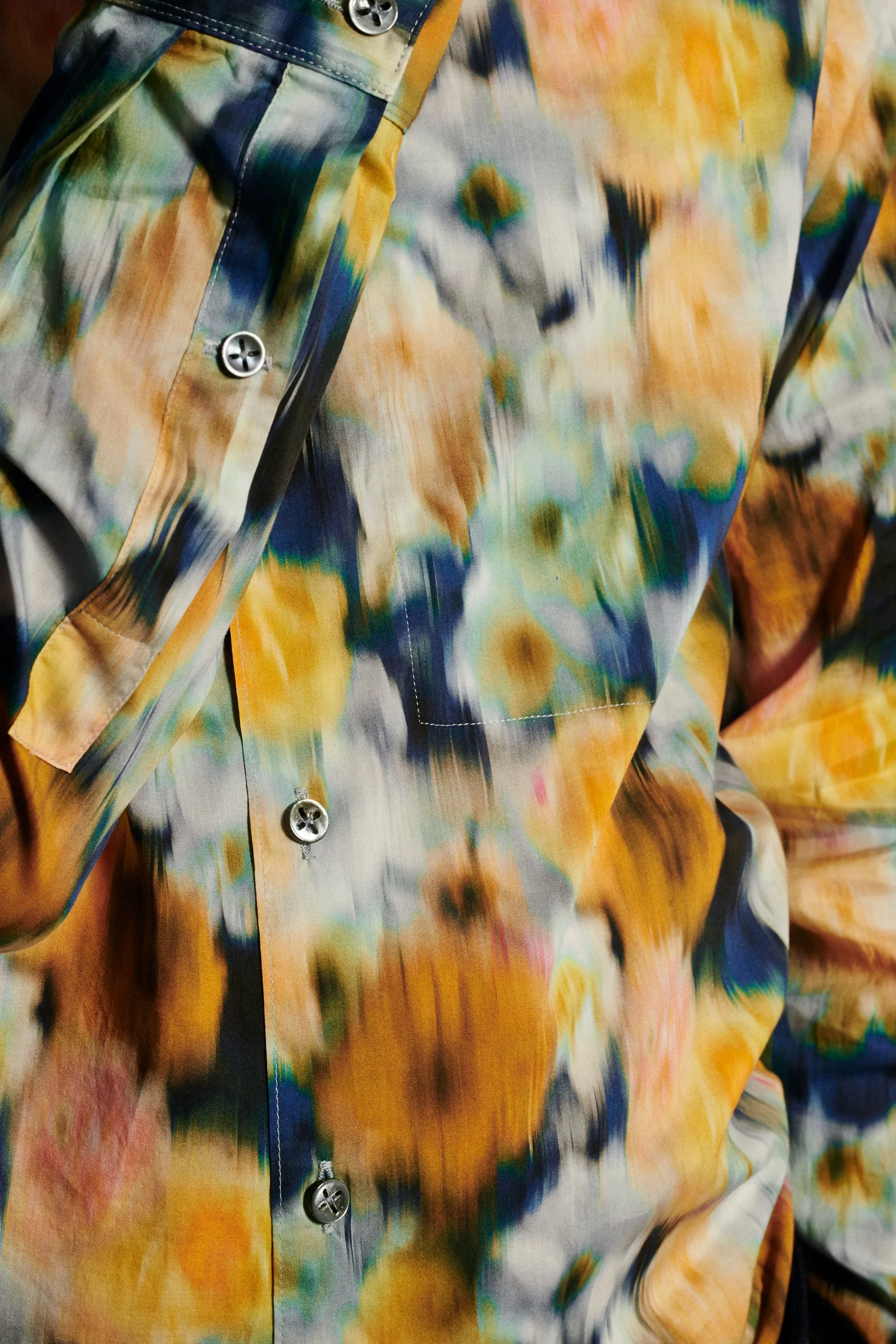 Feel Good Shirt in a Yellow, Ochre, Dark Blue Liberty Italian Cotton sold by Delikatessen product image thumbnail 4