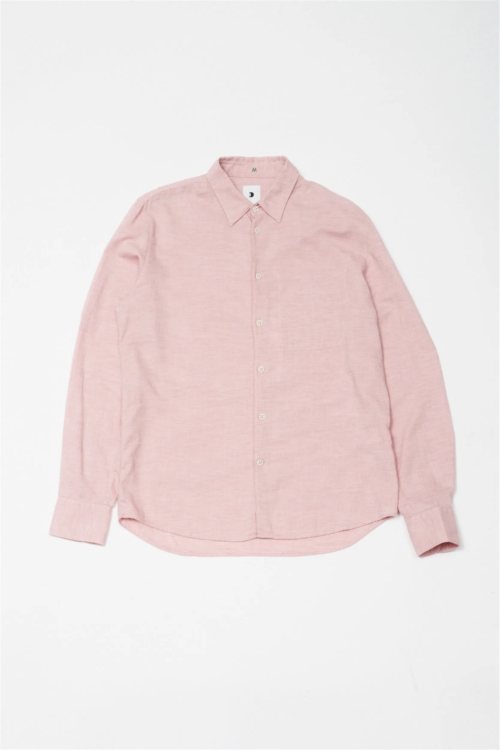 Feel Good Shirt in a Pink Japanese Organic Herringbone Cotton sold by Delikatessen