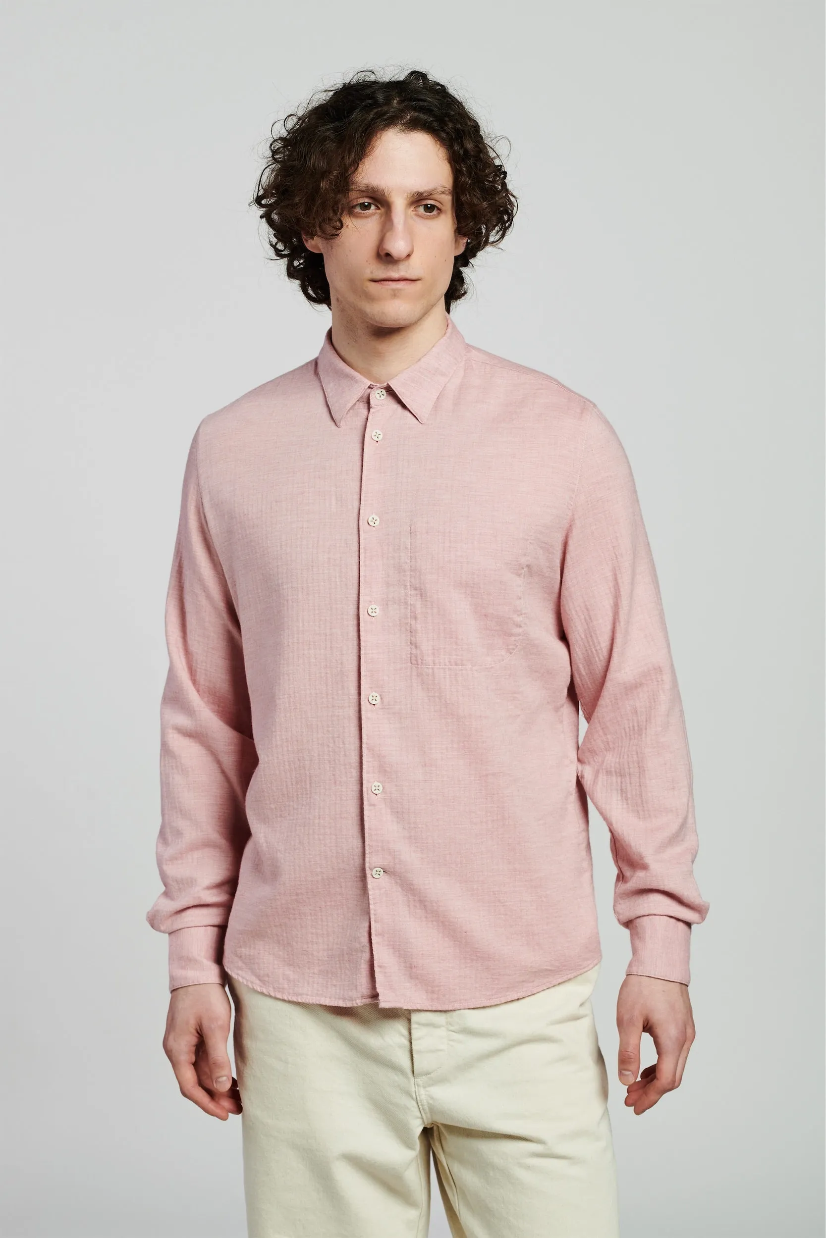 Feel Good Shirt in a Pink Japanese Organic Herringbone Cotton sold by Delikatessen product image thumbnail 3