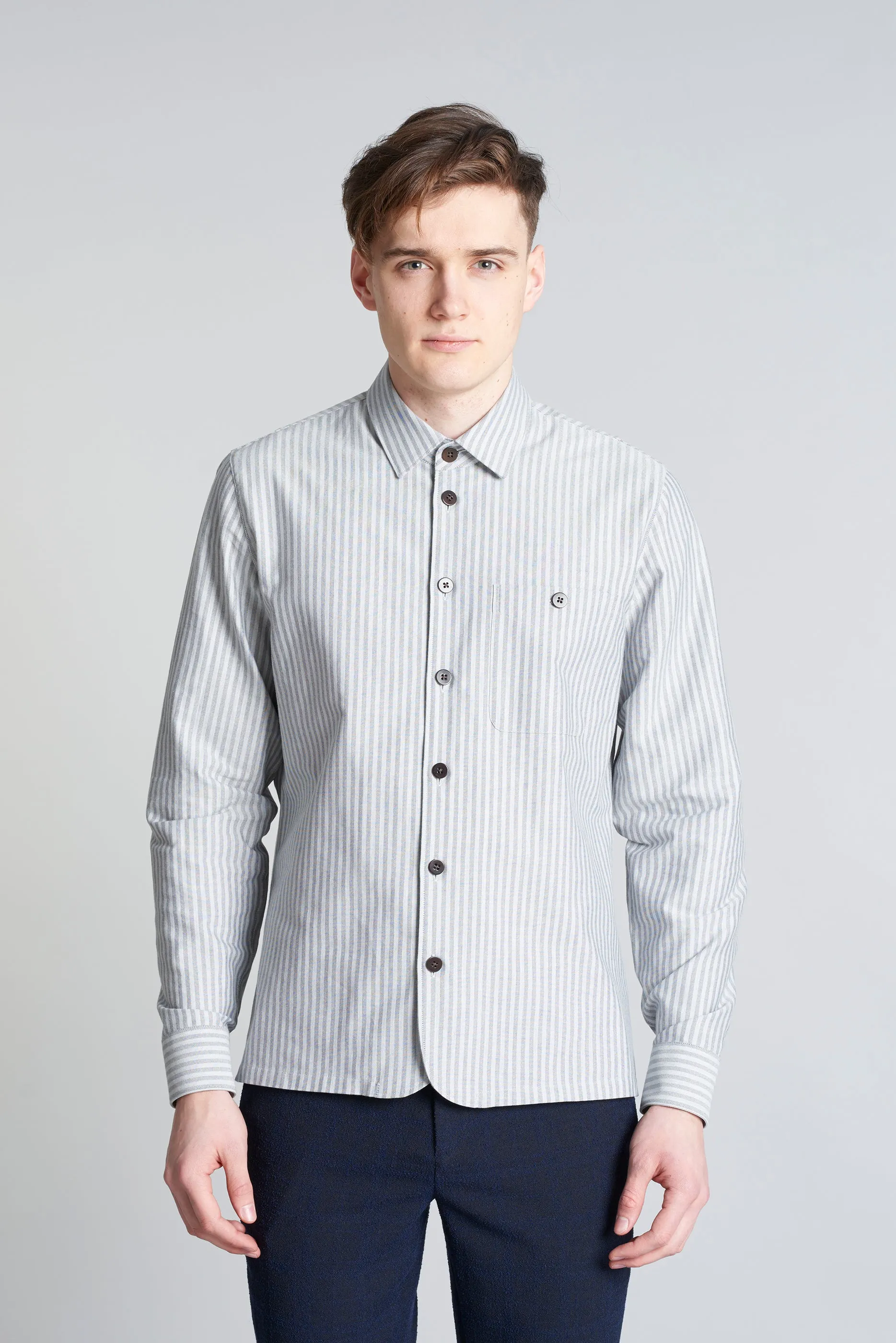 Strong Shirt in a Fine Grey Stripe Portuguese Cotton sold by Delikatessen product image thumbnail 3