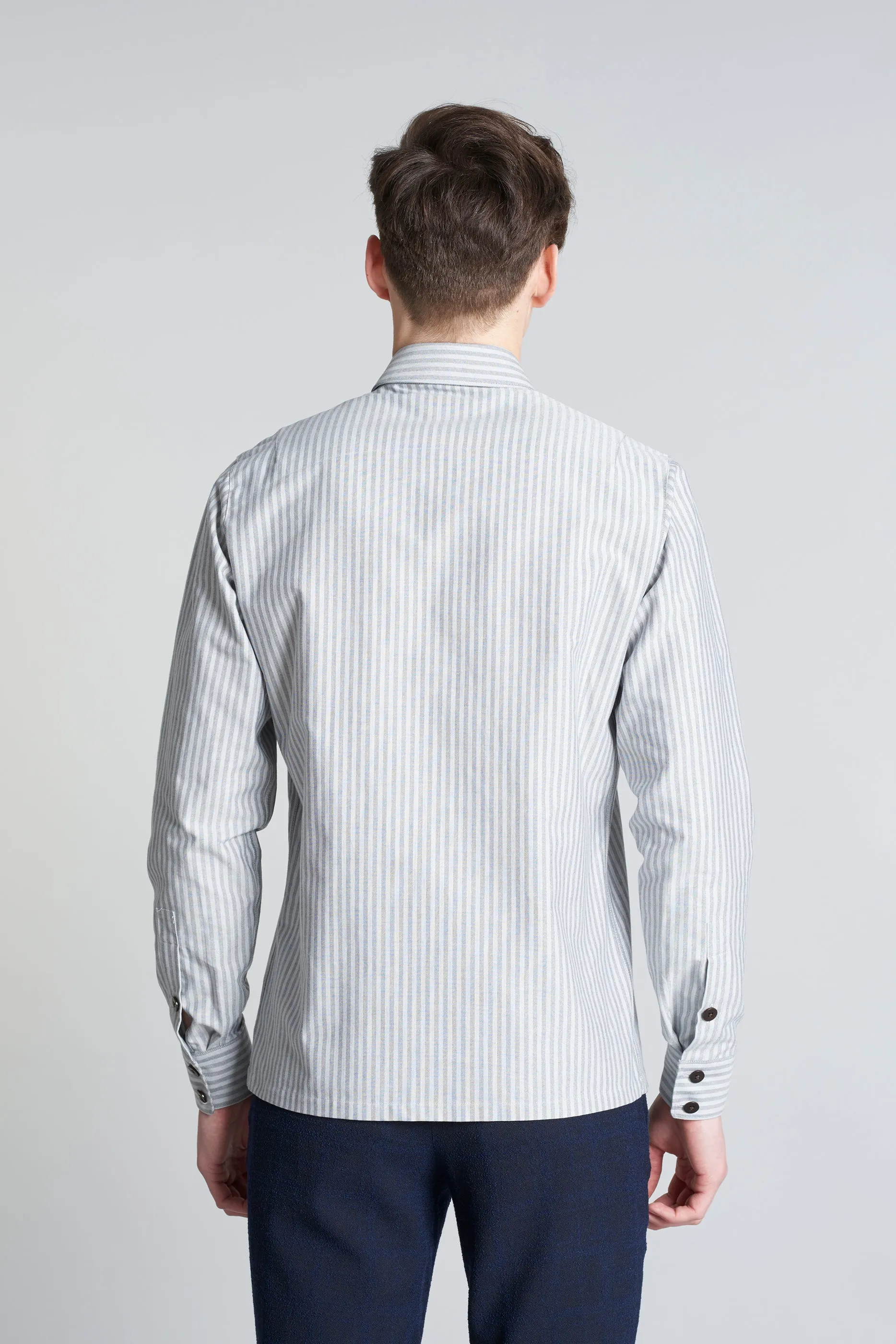 Strong Shirt in a Fine Grey Stripe Portuguese Cotton sold by Delikatessen product image thumbnail 4