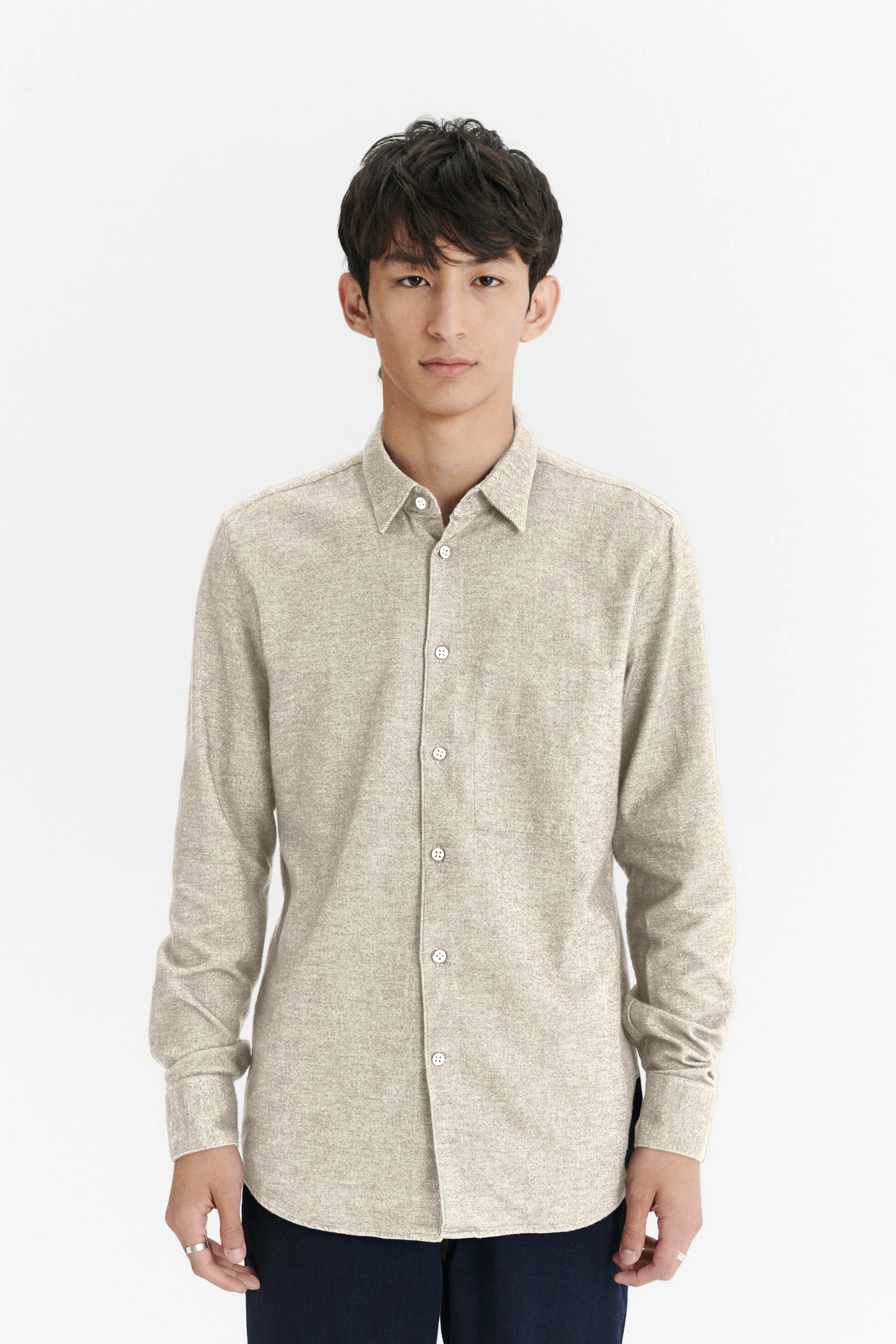 Feel Good Shirt in a Japanese Blend of Organic Cotton and Yak - Beige sold by Delikatessen product image thumbnail 2