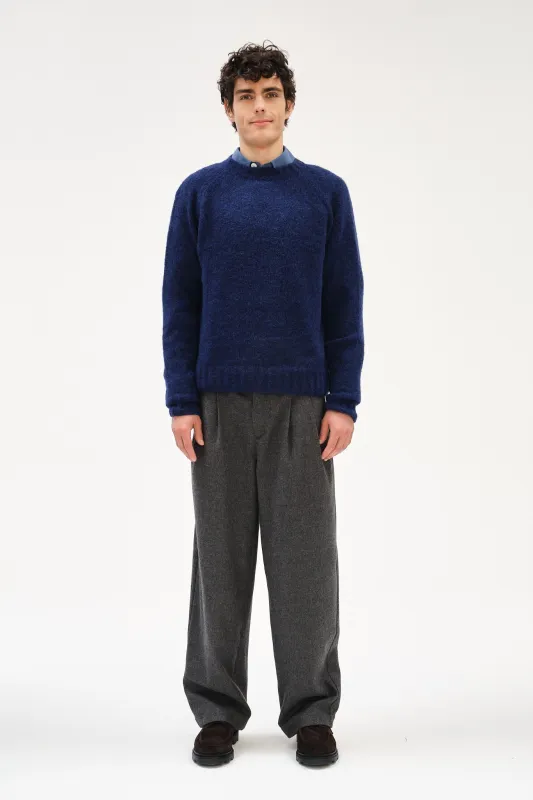 Crewneck Sweater in Dark Cobalt Blue Alpaca Wool sold by Delikatessen