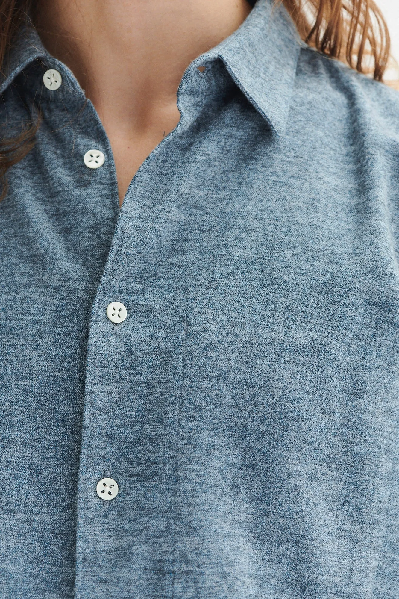 Feel Good Shirt in a Blue Utterly Soft Melange Italian Cotton Flannel by Albini sold by Delikatessen product image thumbnail 2