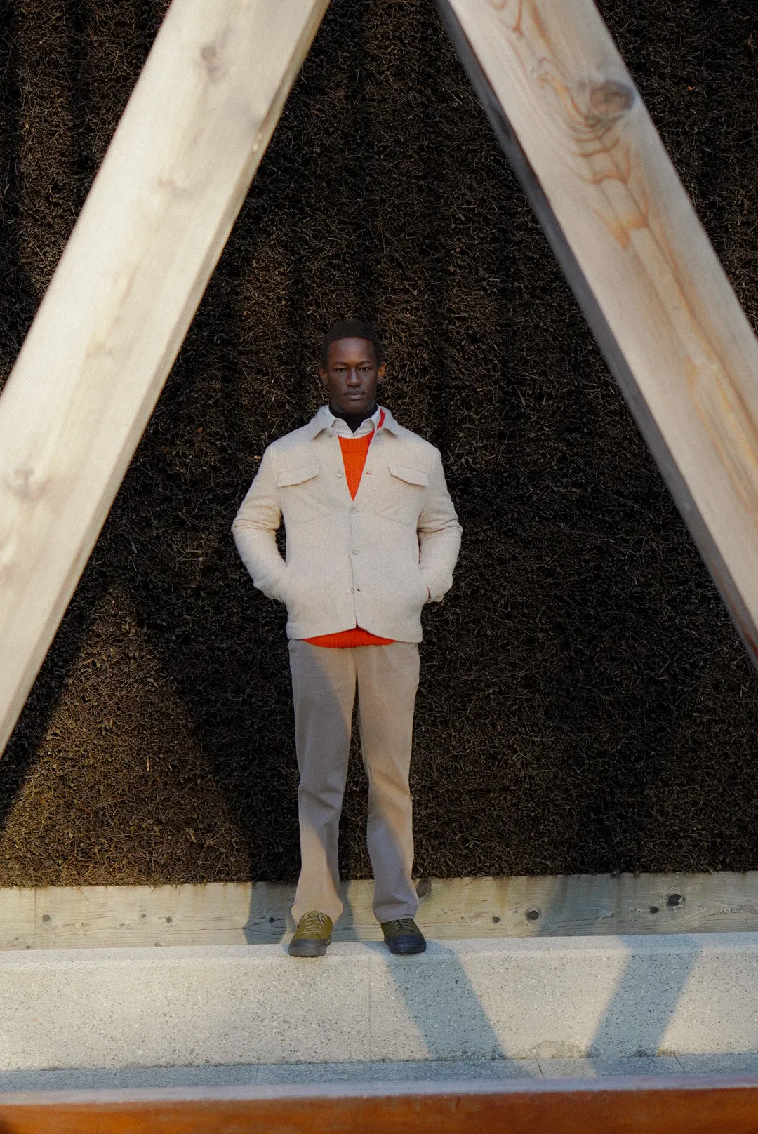 Winter Jacket in a Thick Recycled Italian Wool and Polyamide - Photoshoot Sample sold by Delikatessen