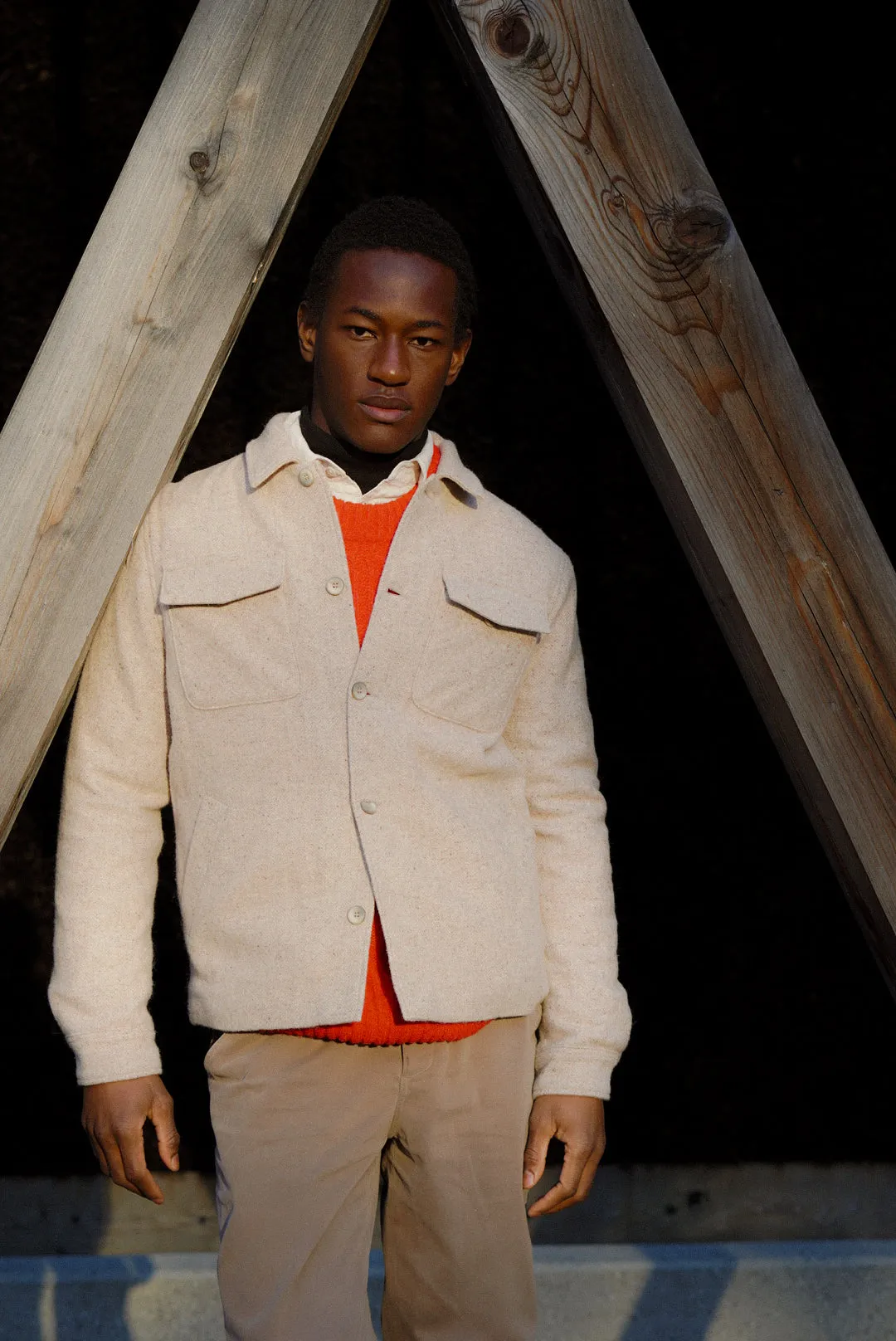 Winter Jacket in a Thick Recycled Italian Wool and Polyamide - Photoshoot Sample sold by Delikatessen product image thumbnail 2