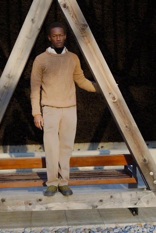 Crewneck In Recycled Cashmere - Camel sold by Delikatessen