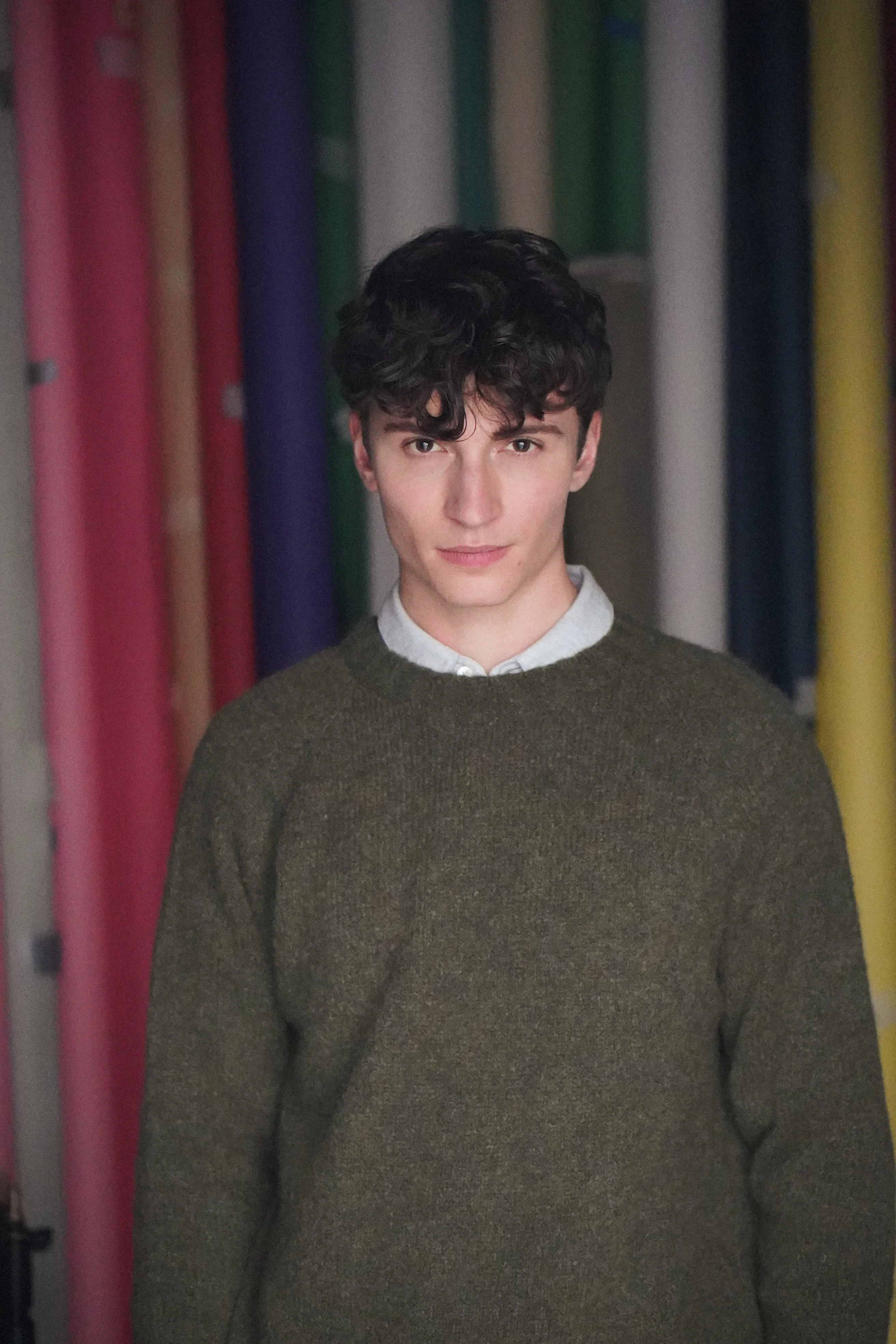 Crewneck Sweater in a Green Brushed Sustainable Alpaca Wool - Sample sold by Delikatessen product image thumbnail 3