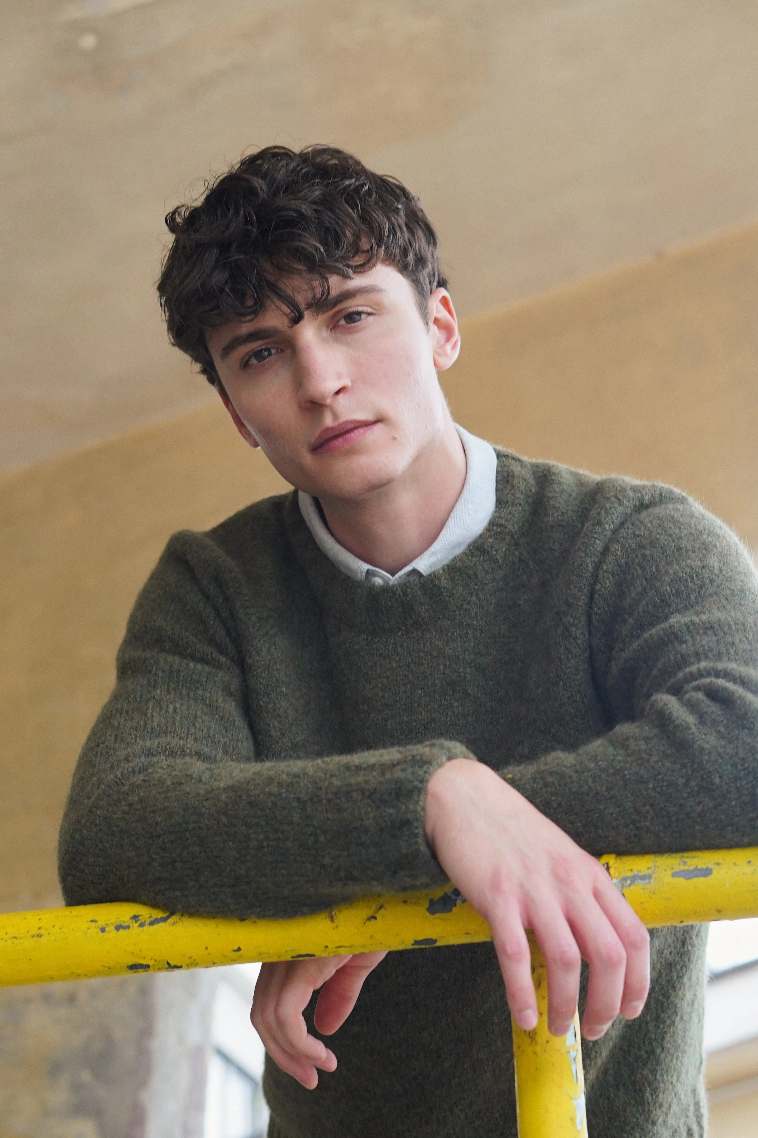 Crewneck Sweater in a Green Brushed Sustainable Alpaca Wool - Sample sold by Delikatessen product image thumbnail 4