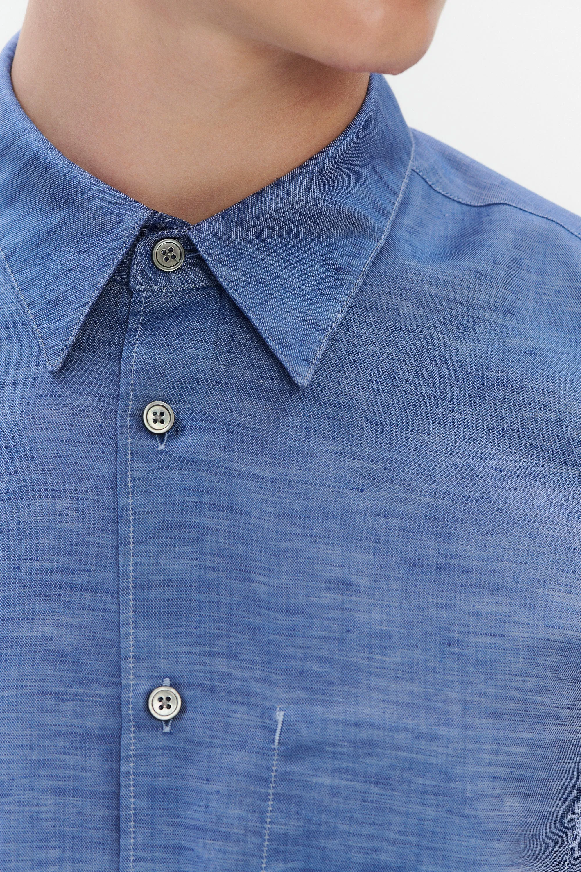 Feel Good Shirt in a Blend of Cotton and Linen - Blue sold by Delikatessen product image thumbnail 2
