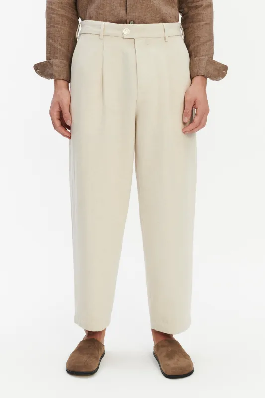 Pre-Order - Cropped Trousers in Japanese Blend of Cotton, Linen and Wool made by Delikatessen
