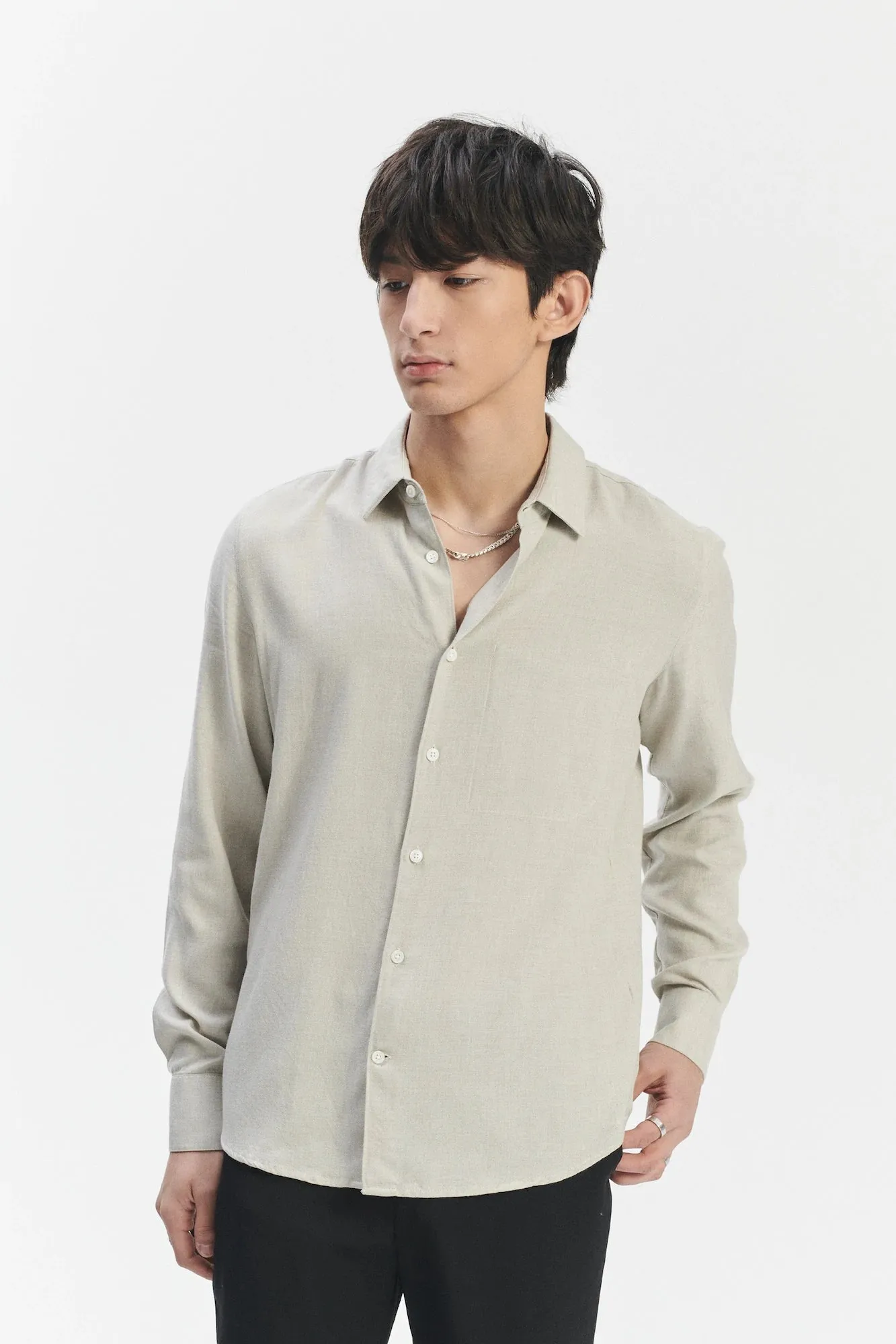 Feel Good Shirt in a Grey Airy Mix of Portuguese Merino Wool and Modal sold by Delikatessen product image thumbnail 4