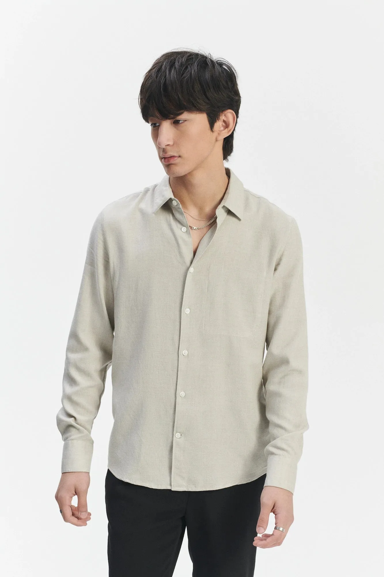 Feel Good Shirt in a Grey Airy Mix of Portuguese Merino Wool and Modal sold by Delikatessen product image thumbnail 5