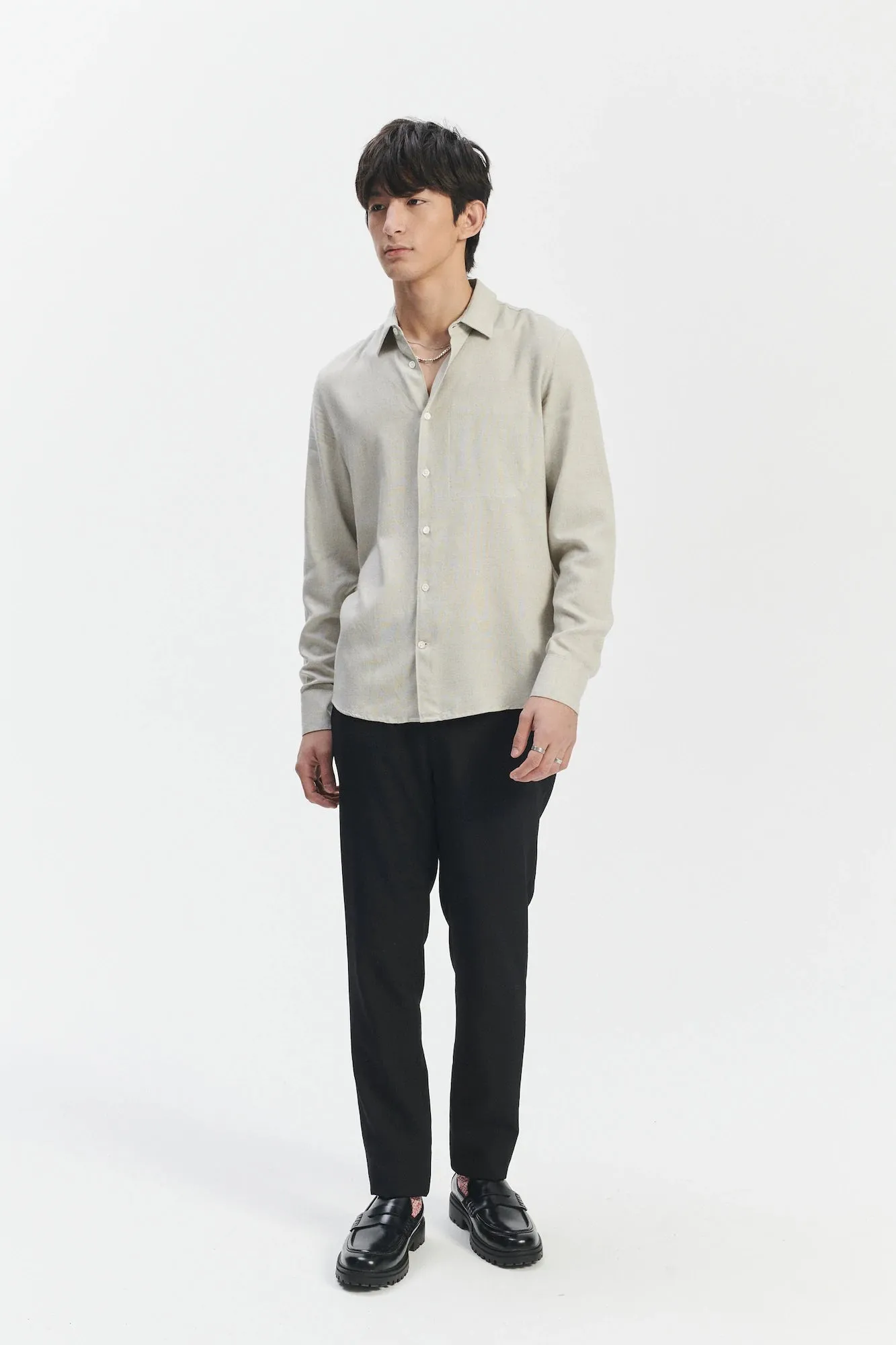 Feel Good Shirt in a Grey Airy Mix of Portuguese Merino Wool and Modal sold by Delikatessen product image thumbnail 3